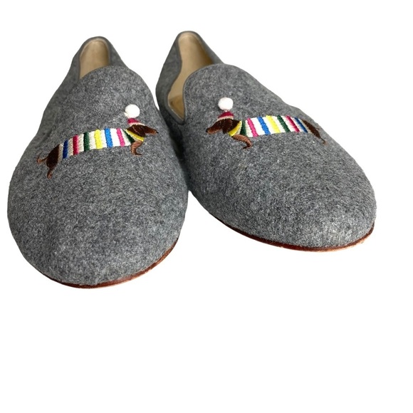 Talbots Flats Women's Dog Shoes Dachshund Ryan Loafer Grey Winter Wool Style 8M - Picture 4 of 11